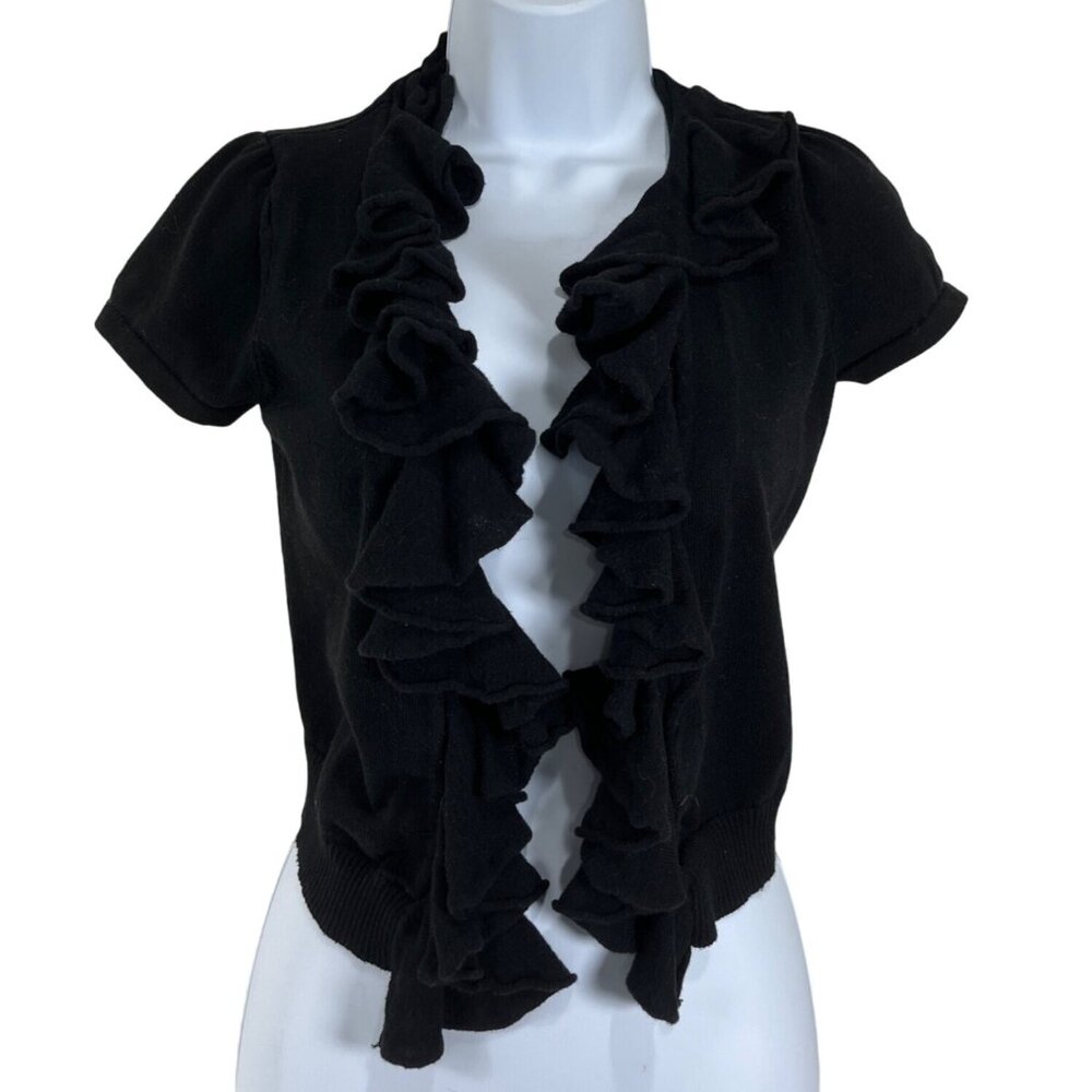 International Concepts INC Small Black Cardigan Open Front Short Sleeve 22d